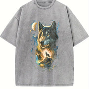 90s Howling Wolf Wilderness vintage washed oversized T-shirt in Gray