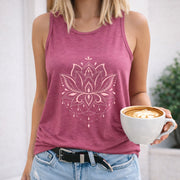 Sensual for Lotus Vest Women's Color Cotton Tank Top in Red