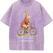 Rabbit Off to Cause a Kerfuffle Vintage Washed T-Shirt in Purple