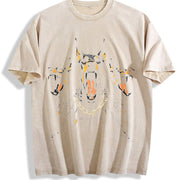 Black with Doberman Vintage Washed T-Shirt in Beige