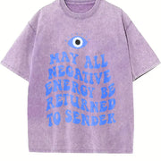 Y2K Evil Eye Energy Shield Send Back The Bad Vibes vintage washed oversized T-shirt in Purple