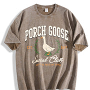 Porch Goose Social Club Vintage Washed T-Shirt in Brown