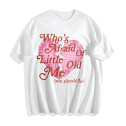 European and American with Heart Cotton T-Shirt in White