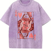 Queen of Hearts Mothers Day Vintage Washed T-Shirt in Purple
