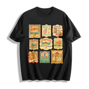 Stars Hollow Connecticut Stamp Lukes Diner Gilmore Girls Cotton T-Shirt in Black