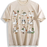 Silly Goose Hiking Vintage Washed T-Shirt in Beige