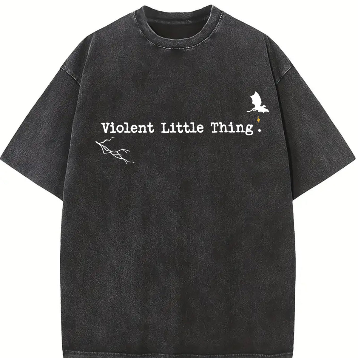 Violent Little Thing Basgiath War College Fourth Wing vintage washed oversized T-shirt in Black