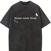 Violent Little Thing Basgiath War College Fourth Wing vintage washed oversized T-shirt in Black
