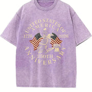 USA 250th Anniversary Vintage Washed T-Shirt in Purple