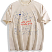 Cute Auntie Aunt Silly Goose Auntie Vintage Washed T-Shirt in Beige