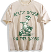 Silly Goose on the Loose Vintage Washed T-Shirt in Beige