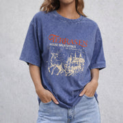 Terrasen Home of Stag vintage washed oversized T-shirt in Blue