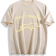 Speed Noodle Greyhound Lover Vintage Washed T-Shirt in Beige