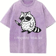 I Require Snacks Raccoon vintage washed oversized T-shirt in Purple