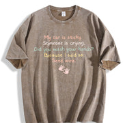 Mom to Young Children Please Send Wine Vintage Washed T-Shirt in Brown