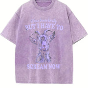 Retro Goat I Have to Scream Now 90's Vintage Washed T-Shirt in Purple