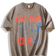 Cat Dad Club vintage washed oversized T-shirt in Brown