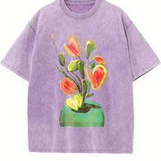 Water a Carnivorous Plant Vintage Washed T-Shirt in Purple