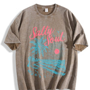 Salty Soul Beach Sunset vintage washed oversized T-shirt in Brown