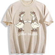 Goose Bumps Western Silly Goose Lover Goose Couple Vintage Washed T-Shirt in Beige