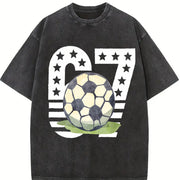 67 Soccer Vintage Washed T-Shirt in Black