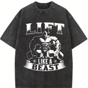Lift Like a Beast Vintage Washed T-Shirt in Black