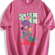 Gon HXH Wild Hunter Boy – with Green Aura Fighter vintage washed oversized T-shirt in Red