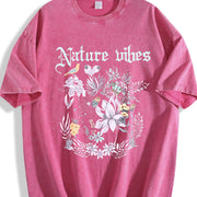 Laundered Retro Batik Dye-resistant End Vintage Washed T-Shirt in Red