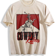 ' with Large Back Retro Vintage Washed T-Shirt in Beige