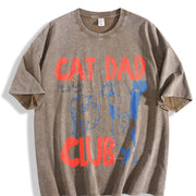 Cat Dad Cat Lover Vintage Washed T-Shirt in Brown