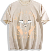 Eagle'S Soul Fourth Wing Dragon Knight Basgat War Academy vintage washed oversized T-shirt in Beige