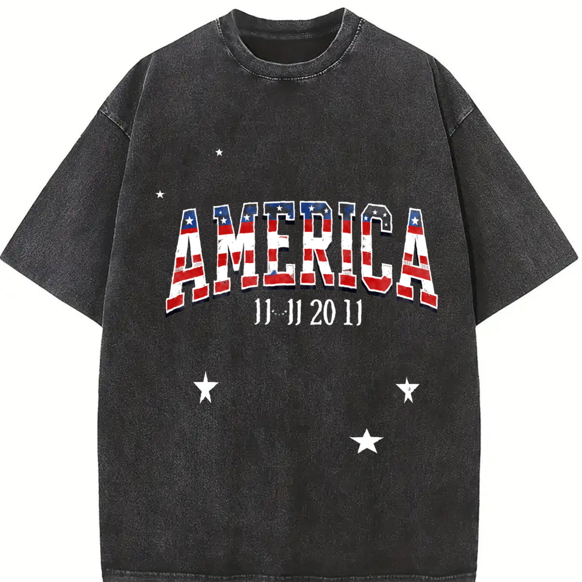 America Veterans Day Vintage Washed T-Shirt in Black