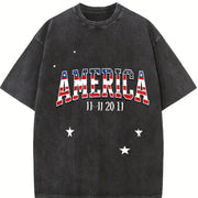 America Veterans Day Vintage Washed T-Shirt in Black