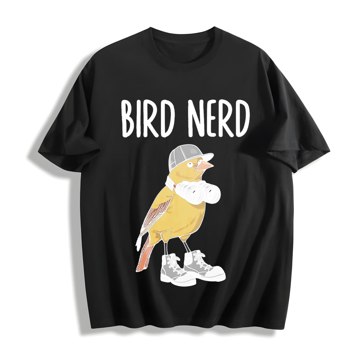 Bird Nerd Bird Lover Cotton T-Shirt in Black