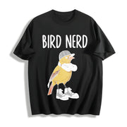 Bird Nerd Bird Lover Cotton T-Shirt in Black