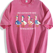 Firequacker Goose 4th of July Vintage Washed T-Shirt in Red