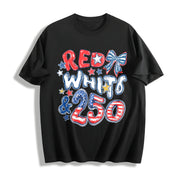 Red White Blue 250th Anniversary Cotton T-Shirt in Black