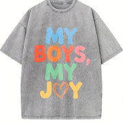 My Boys My Joy Vintage Washed T-Shirt in Gray
