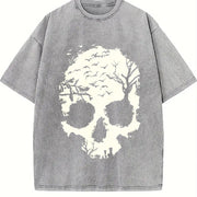 Melting Skull vintage washed oversized T-shirt in Gray