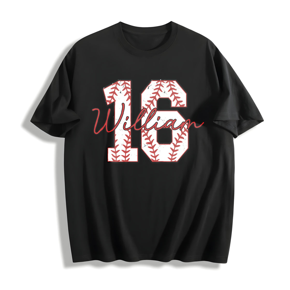 Custom Baseball Number Cotton T-Shirt in Black