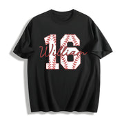 Custom Baseball Number Cotton T-Shirt in Black