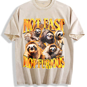 Not Fast Not Furious 90s Vintage Washed T-Shirt in Beige