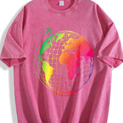 Brave Bound Travel Globe Vintage Washed T-Shirt in Red