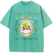 Shrek Coquette Floral Vintage Washed T-Shirt in Blue
