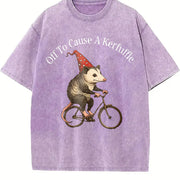 Off To Cause A Kerfuffle Opossum Meme Mental Health vintage washed oversized T-shirt in Purple