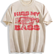 Kiss My Bass Style Fishing vintage washed oversized T-shirt in Beige