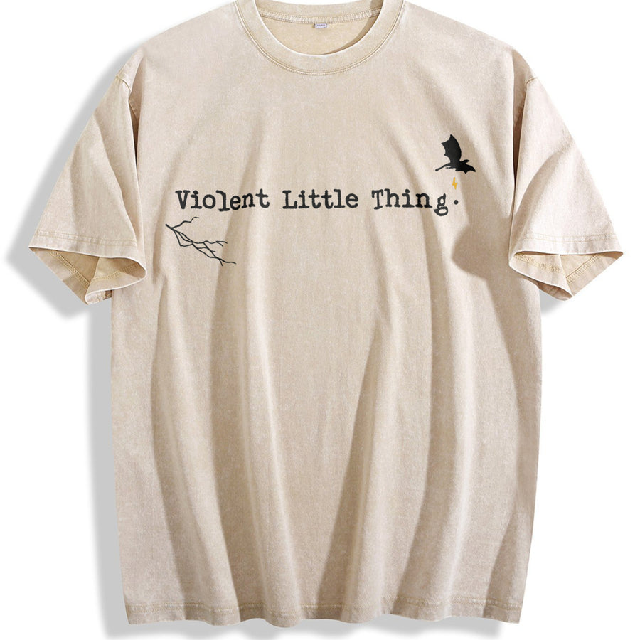 Violent Little Thing Basgiath War College Fourth Wing vintage washed oversized T-shirt in Beige