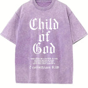 ’Child Of God' vintage washed oversized T-shirt in Purple