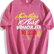 Hail Immaculata Vintage Washed T-Shirt in Red