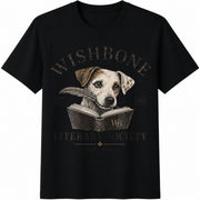 Wishbone Dog Literary Society Cotton T-Shirt in Black